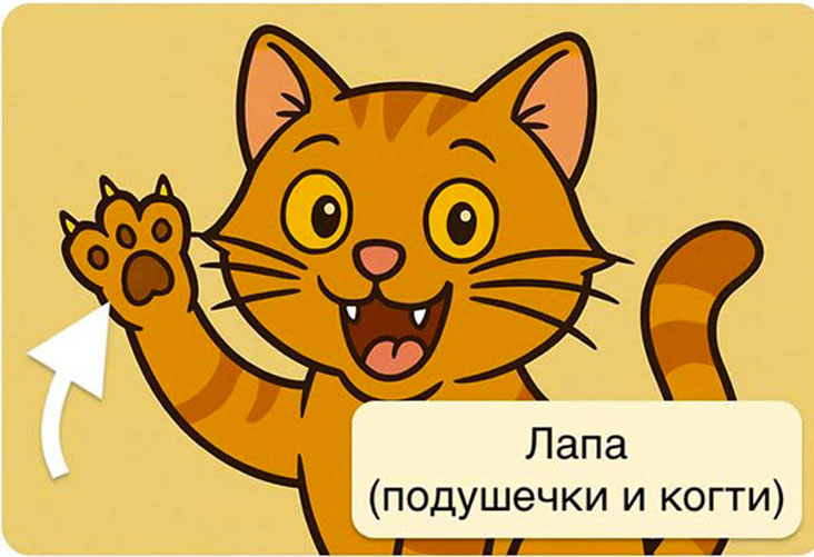 Кот машет лапой — пример карточки